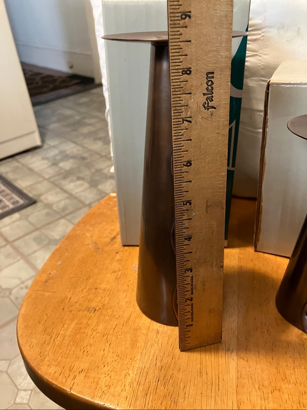 New.  Set of 2. Partylite copper stands for pillar candles with swirl design - Picture 6 of 9